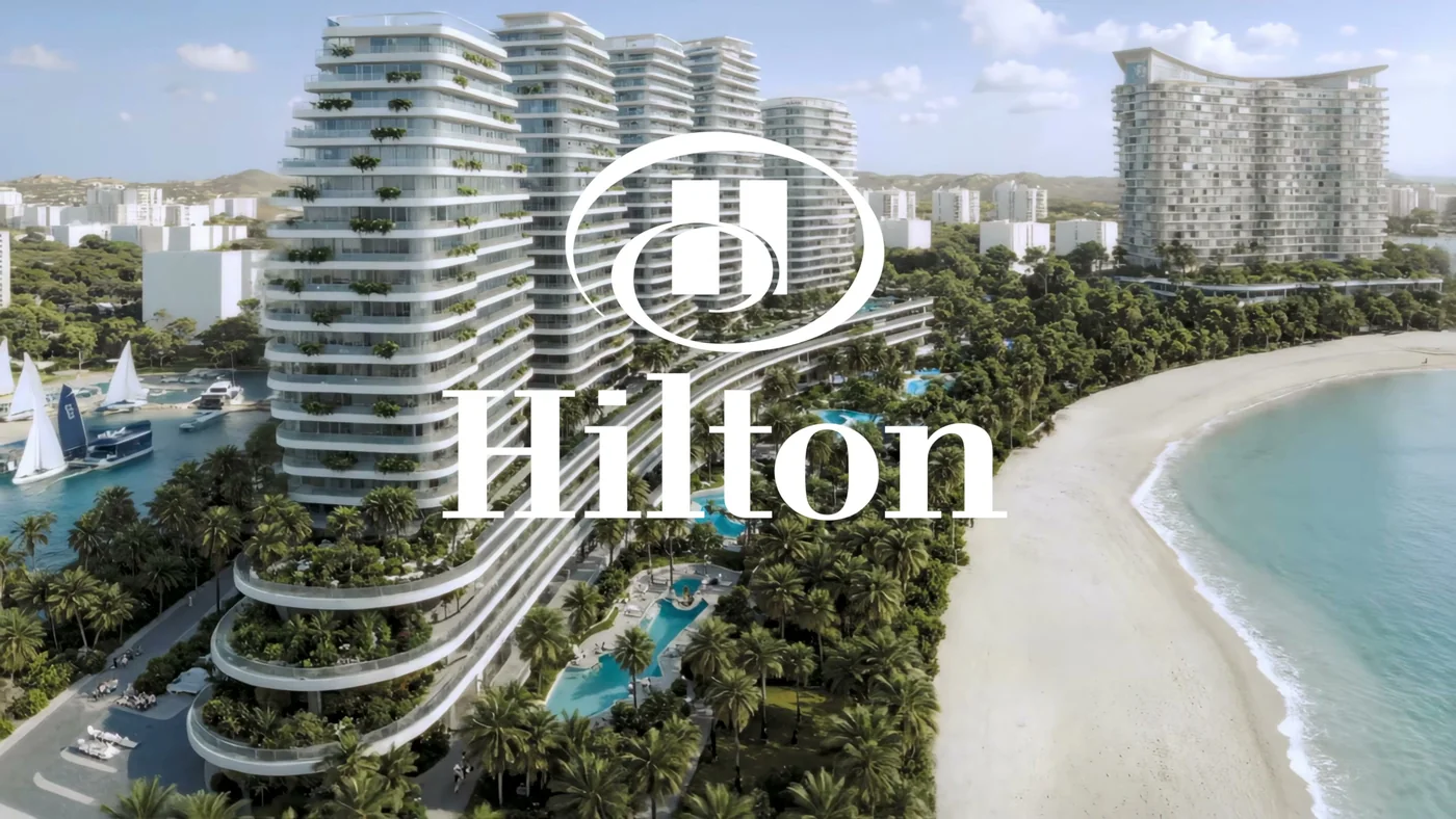 Визуализация: Соседняя карточка того же ролика: Hilton — второй бренд, который застройщик называет для Halfmoon